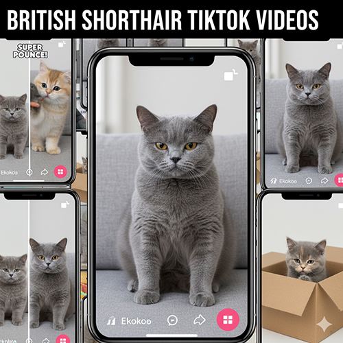Video mèo Anh lông ngắn TikTok – mèo xám xanh và golden xuất hiện trong các clip ngộ nghĩnh