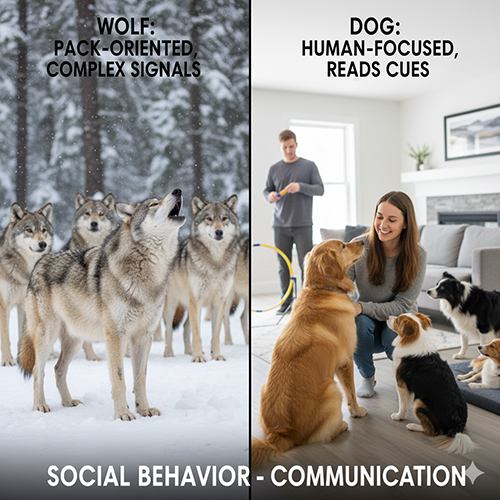 So sánh giao tiếp xã hội giữa chó và sói – tín hiệu, cấu trúc bầy và cách tương tác