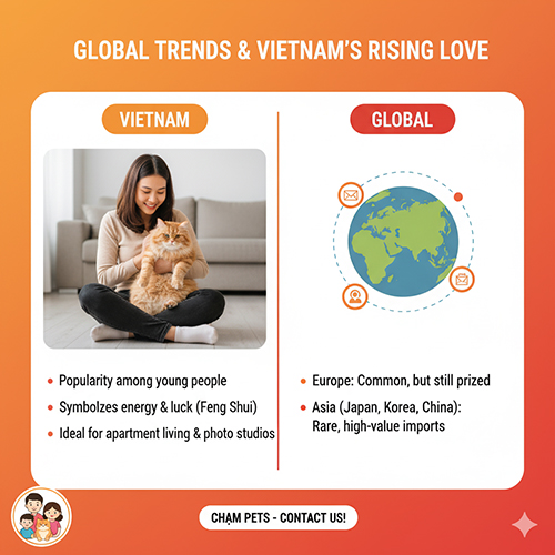 Xu hướng nuôi mèo Anh lông dài màu vàng Red Tabby ở Việt Nam và thế giới – phổ biến trong giới trẻ, ý nghĩa phong thủy, hiếm ở châu Á