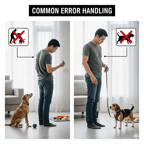 Xử lý lỗi phổ biến trong huấn luyện chó – hướng dẫn protocol ngắn, dễ áp dụng