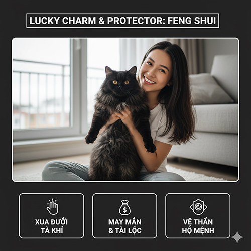 Ý nghĩa phong thủy của mèo Anh lông dài đen – biểu tượng xua đuổi tà khí, mang lại may mắn và tài lộc