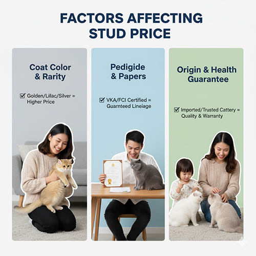 Các yếu tố ảnh hưởng đến giá phối mèo Anh lông ngắn – Màu lông, giấy tờ và nguồn gốc mèo đực