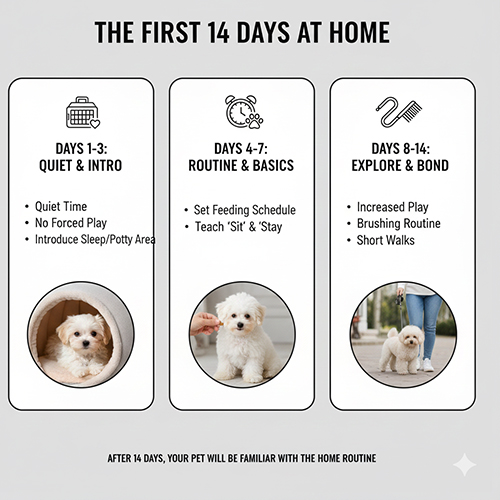 Lộ trình 14 ngày đầu khi đón chó cảnh về nhà giúp bé làm quen môi trường và sinh hoạt