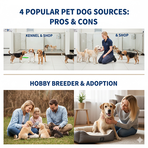 So sánh bốn nguồn mua chó cảnh phổ biến gồm trại chó shop chó người nuôi nhỏ và nhận nuôi