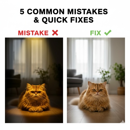 so sanh anh meo golden bi den vang gat va anh duoc fix bang anh sang dung cach