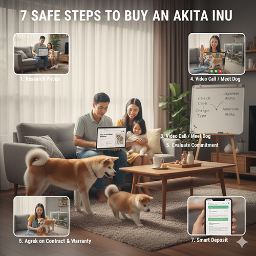 7 bước an toàn khi mua chó Akita Inu