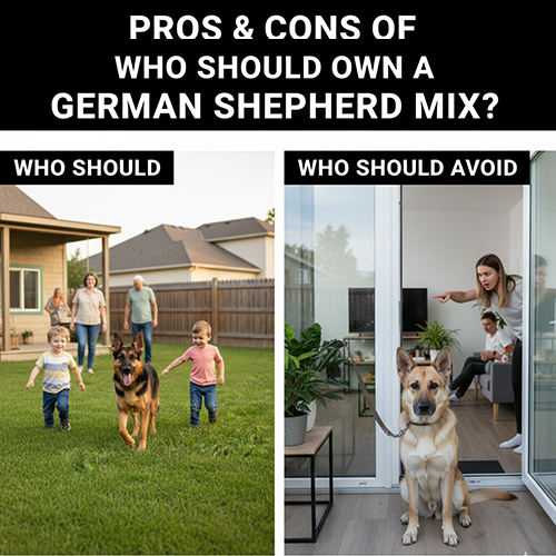 Ảnh minh họa cảnh gia đình chơi với Becgie lai và cảnh một bé Becgie lai bị hạn chế vận động trong chung cư