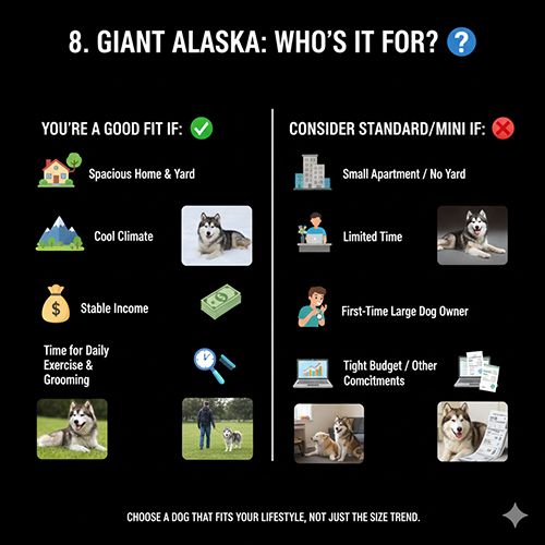 Đối tượng phù hợp và không phù hợp nuôi chó Alaska khổng lồ