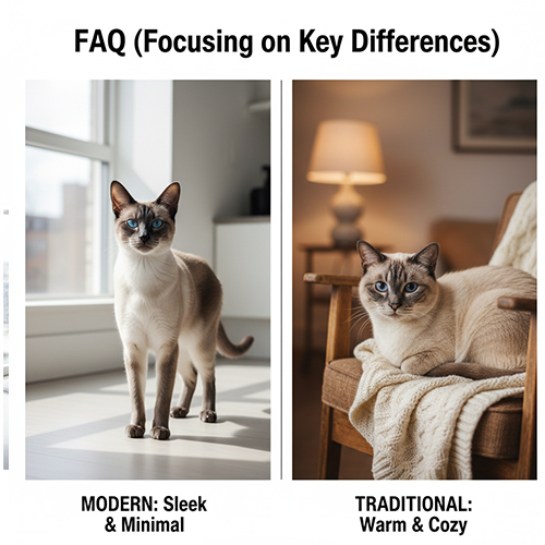 Câu hỏi thường gặp về sự khác biệt giữa mèo Xiêm hiện đại và mèo Xiêm truyền thống