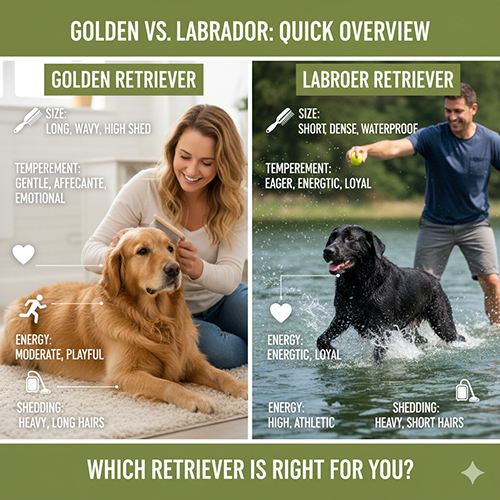 bang so sanh nhanh golden retriever va labrador retriever ve long tinh cach va muc nang luong