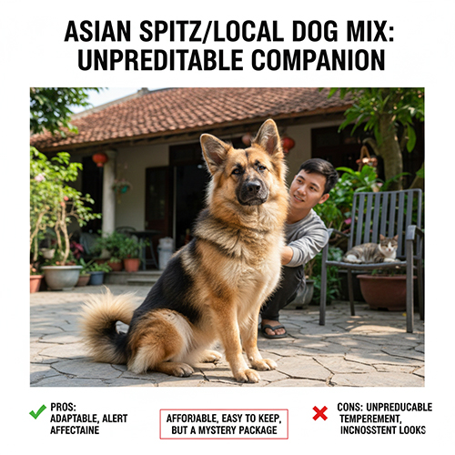 Chó lai Becgie với các giống ta/Nhật/Spitz, ngoại hình đa dạng và tính cách khó đoán.