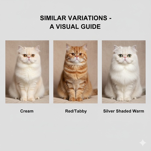 so sánh mèo Ba Tư cream, red tabby và silver shaded ấm trong bộ ảnh trực quan