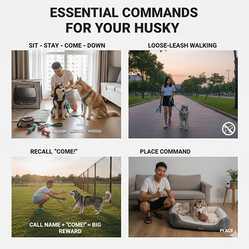 Bộ lệnh cơ bản giúp chó Husky nghe lời và dễ kiểm soát