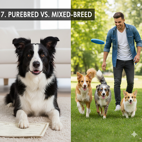 Border Collie thuần chủng ngồi trước giấy tờ và nhóm Collie lai chạy chơi ngoài công viên