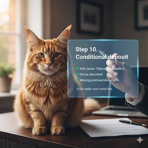 Ảnh minh họa bước 10 khi mua mèo Maine Coon: chốt cọc có điều kiện để bảo vệ quyền lợi người mua.