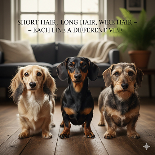 Ba chú chó Lạp Xưởng với ba kiểu lông: lông ngắn, lông dài và lông cứng