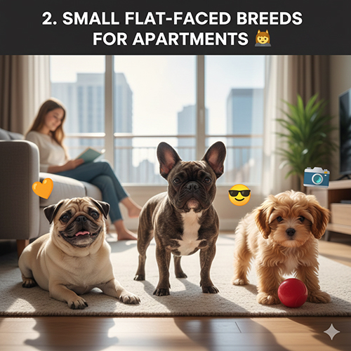 Các giống chó mặt xệ size nhỏ như Pug và Bull Pháp phù hợp nuôi trong căn hộ