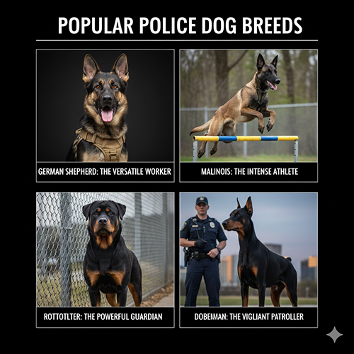 anh bon giong cho nghiep vu pho bien german shepherd malinois rottweiler va doberman