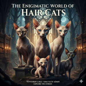 Các giống mèo không lông phổ biến và sự khác nhau giữa chúng – ảnh minh họa mèo Sphynx trong không gian huyền bí