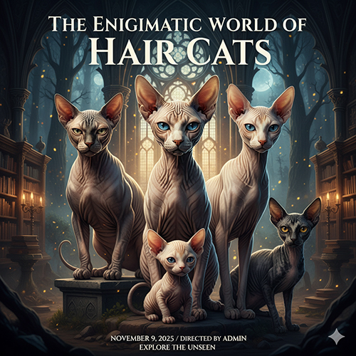 Các giống mèo không lông phổ biến và sự khác nhau giữa chúng – ảnh minh họa mèo Sphynx trong không gian huyền bí