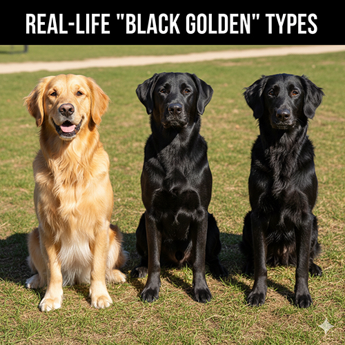 Các kiểu “Golden đen” ngoài đời thực: Golden lai Labrador, lai Flat-coated và giống khác