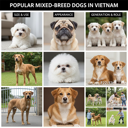Tổng hợp nhiều loại chó lai phổ biến tại Việt Nam, phân loại theo kích cỡ, ngoại hình và công dụng nuôi