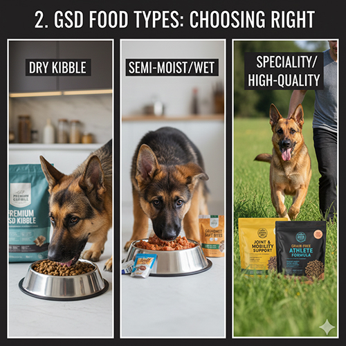 Các loại thức ăn hạt cho chó Becgie gồm hạt khô, hạt mềm và hạt chuyên biệt