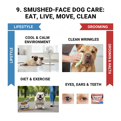 Hướng dẫn chăm sóc chó mặt xệ về ăn uống môi trường vận động và vệ sinh
