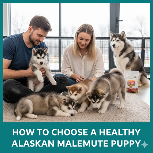 Gia đình chọn chó Alaska con khỏe mạnh với mắt sáng, lông dày và dáng đi vững