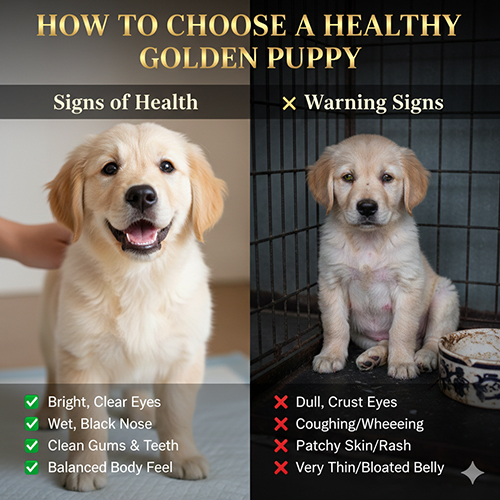 cách chọn chó Golden con khỏe mạnh và nhận biết dấu hiệu cảnh báo