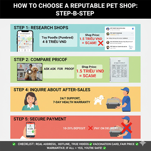 Hướng dẫn từng bước cách chọn shop chó cảnh uy tín và tránh shop lừa đảo