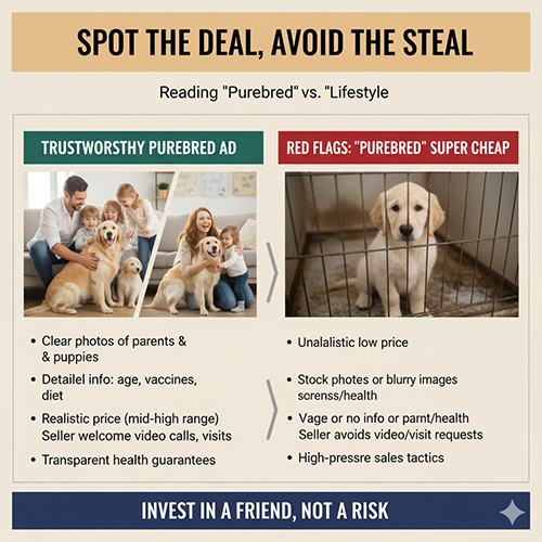 Cách đọc tin rao Golden thuần chủng và Golden lai giá rẻ