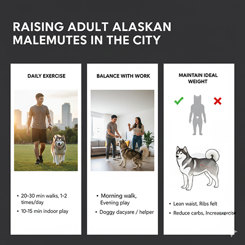 Cách nuôi chó Alaska trưởng thành trong nhà phố và chung cư tại Việt Nam