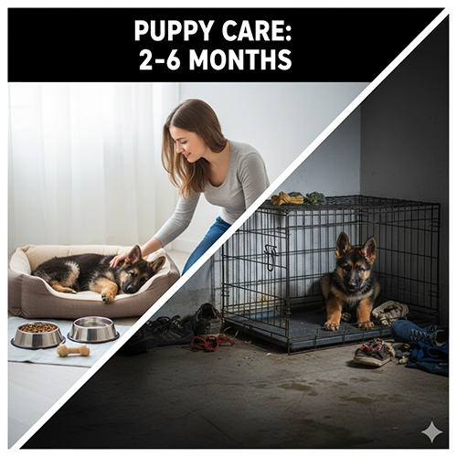 Chó Becgie con từ 2 đến 6 tháng tuổi được chăm sóc đúng cách trong môi trường yên tĩnh