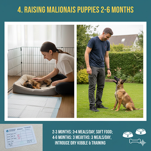 Hướng dẫn cách nuôi chó Malinois con 2–6 tháng tuổi với chế độ ăn và chăm sóc phù hợp
