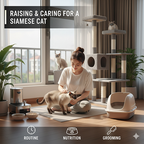 Cách nuôi và chăm sóc mèo Xiêm thuần chủng – chế độ ăn, vệ sinh và lịch sinh hoạt khoa học