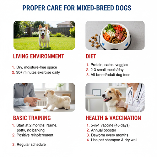 Hướng dẫn cách nuôi và chăm sóc chó lai gồm môi trường sống, chế độ ăn, huấn luyện và tiêm phòng