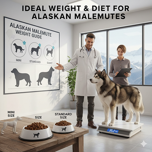 Cân nặng lý tưởng và khẩu phần ăn tiêu chuẩn cho chó Alaska theo từng size
