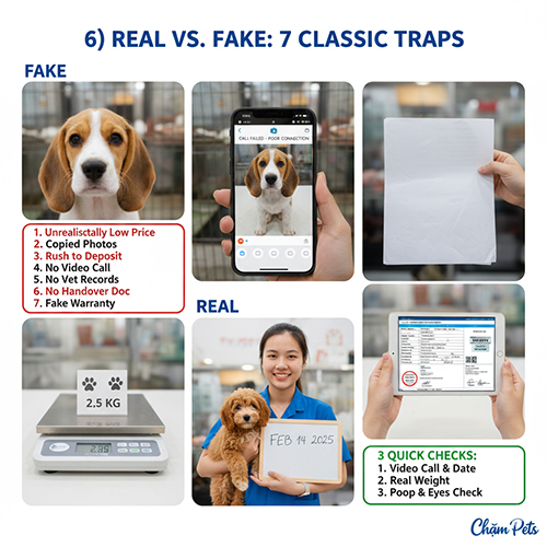 So sánh dấu hiệu thật giả khi mua chó cảnh giá rẻ và các bẫy lừa đảo phổ biến