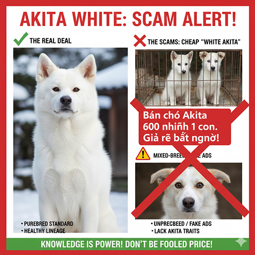 So sánh Akita trắng thuần với các trường hợp chó lai và tin rao bán giá rẻ thường gặp trên mạng