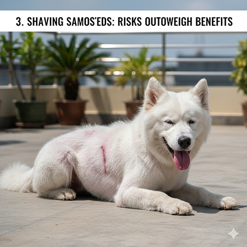 Chó Samoyed bị cạo lông sát đối mặt nhiều rủi ro về da và sức khỏe
