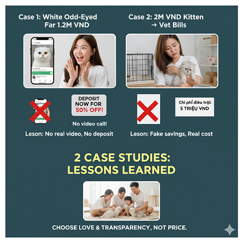 Hai case study thật về mèo tai cụp giá rẻ – mất tiền cọc và tốn viện phí do mèo bệnh