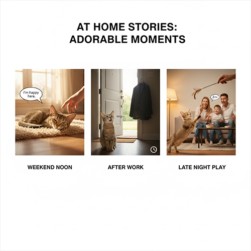 Những khoảnh khắc đời thường của mèo Singapore (Singapura) trong sinh hoạt gia đình