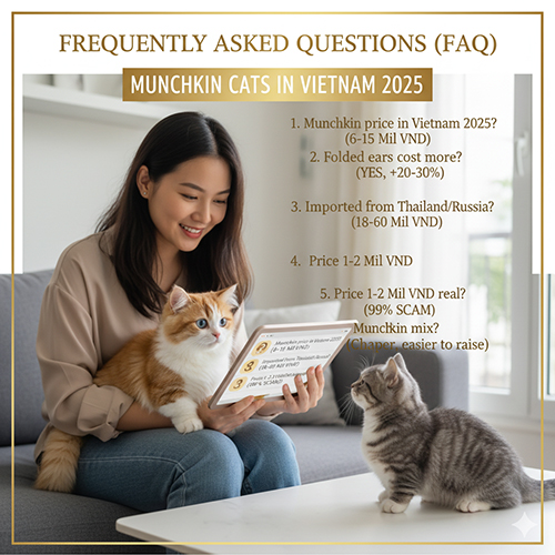 Câu hỏi thường gặp (FAQ) mèo Munchkin Việt Nam 2025