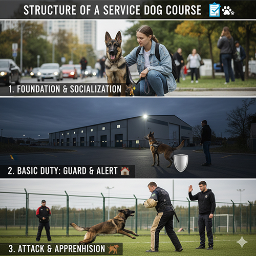 Cấu trúc các giai đoạn trong khóa huấn luyện chó nghiệp vụ chuyên sâu