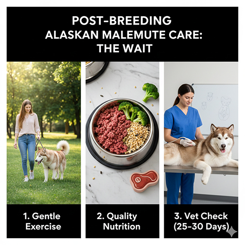 Chăm sóc chó Alaska Malamute sau phối giống trong giai đoạn chờ mang thai