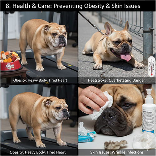 Chăm sóc chó mặt xệ to mập trong nhà để tránh béo phì và sốc nhiệt