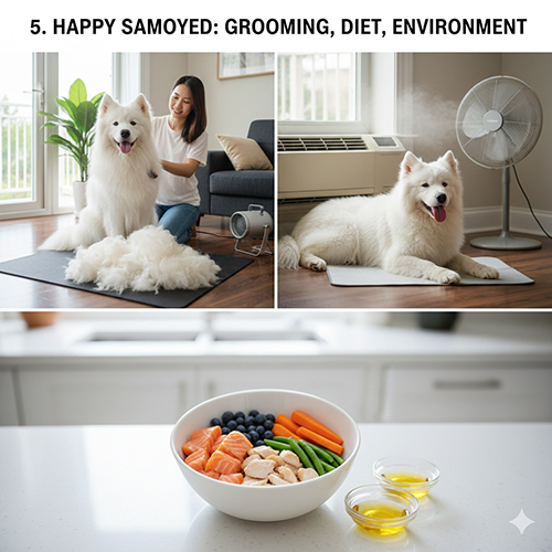 Chăm sóc chó Samoyed đúng cách giúp bé mát mẻ và giữ lông đẹp tự nhiên