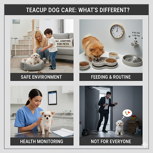 Chăm sóc chó Teacup với môi trường an toàn và theo dõi sức khỏe