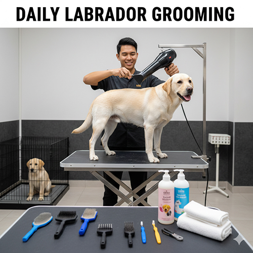 Chăm sóc lông da tai răng cho chó Labrador đúng cách để sạch sẽ và không có mùi